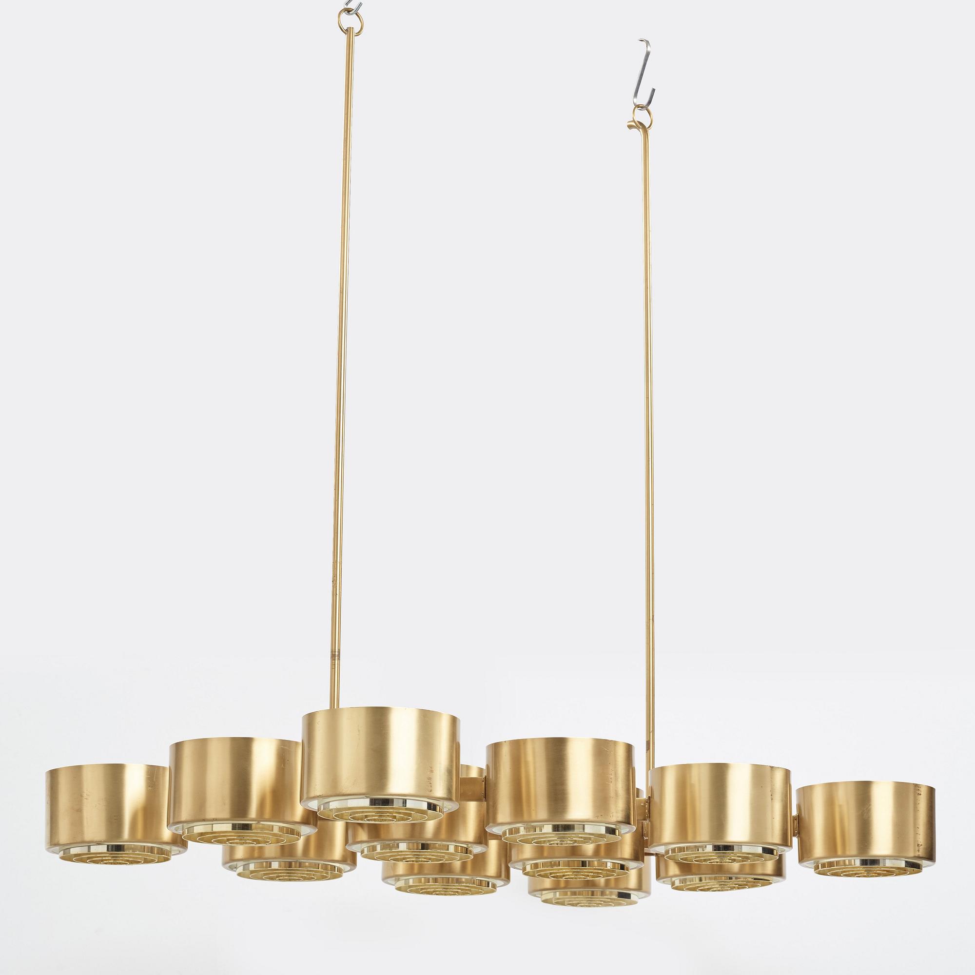 Hans-Agne Jakobsson, a model "T 363/12" twelve lights ceiling lamp, Markaryd, Sweden 1960-70's.