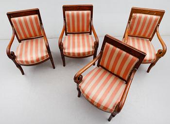KARMSTOLAR, 4 st, empire, 1800-talets första hälft.