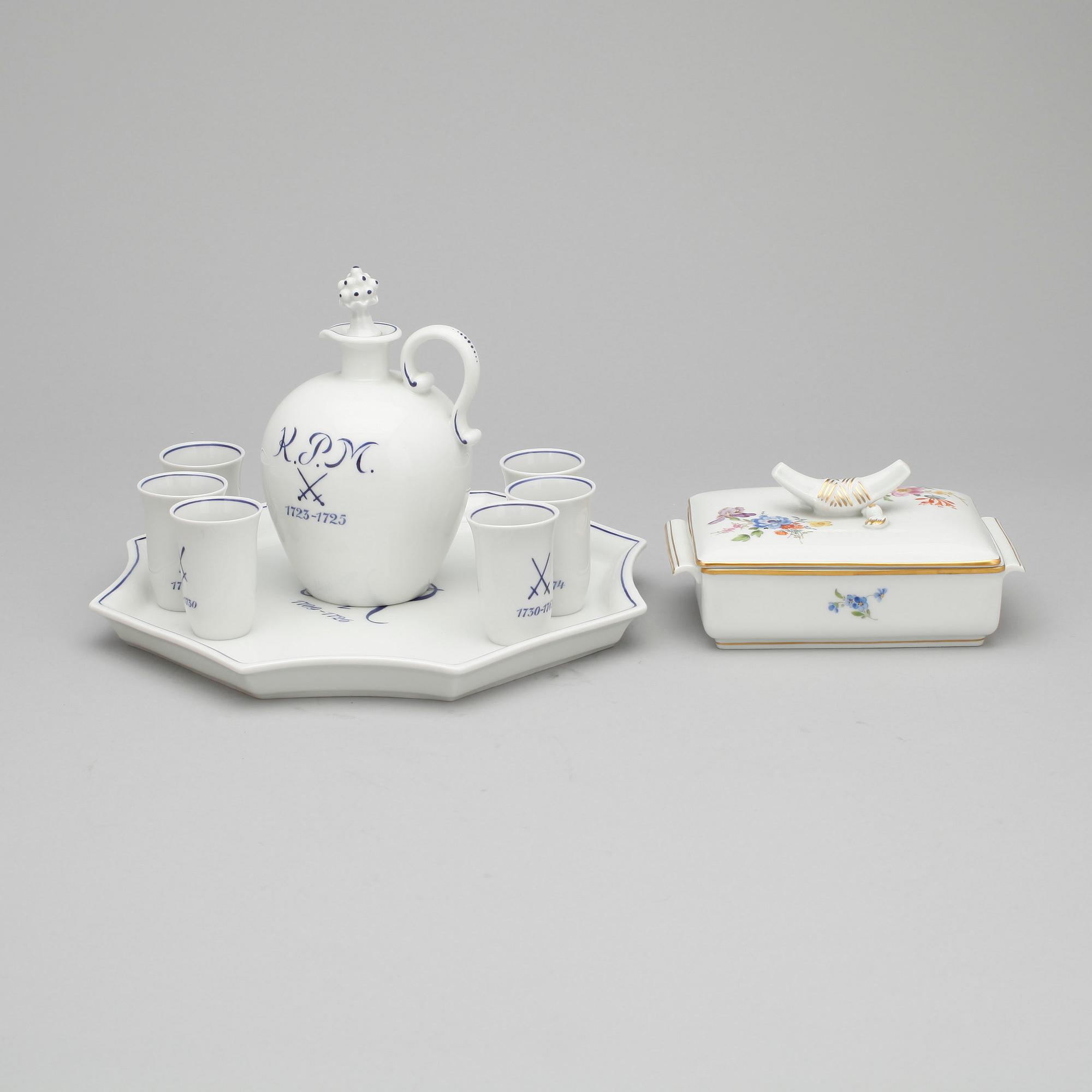PARTI PORSLIN, 9 delar, Meissen, 1900-talets mitt / andra hälft.