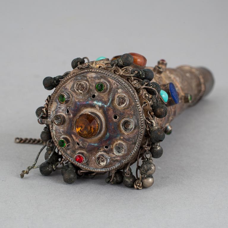 An inlaid silver pipe. presumably India, early 20th century.
