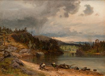 HJALMAR MUNSTERHJELM, FISHERMEN ON THE SHORE.