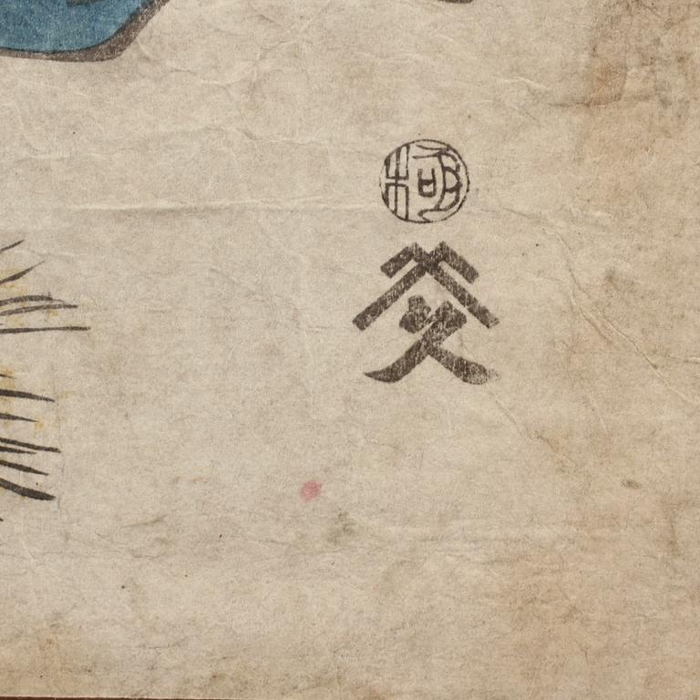 UTAGAWA KUNISADA KOCHORO TOYOKUNI III (JAPAN), träsnitt, 1800-tal.