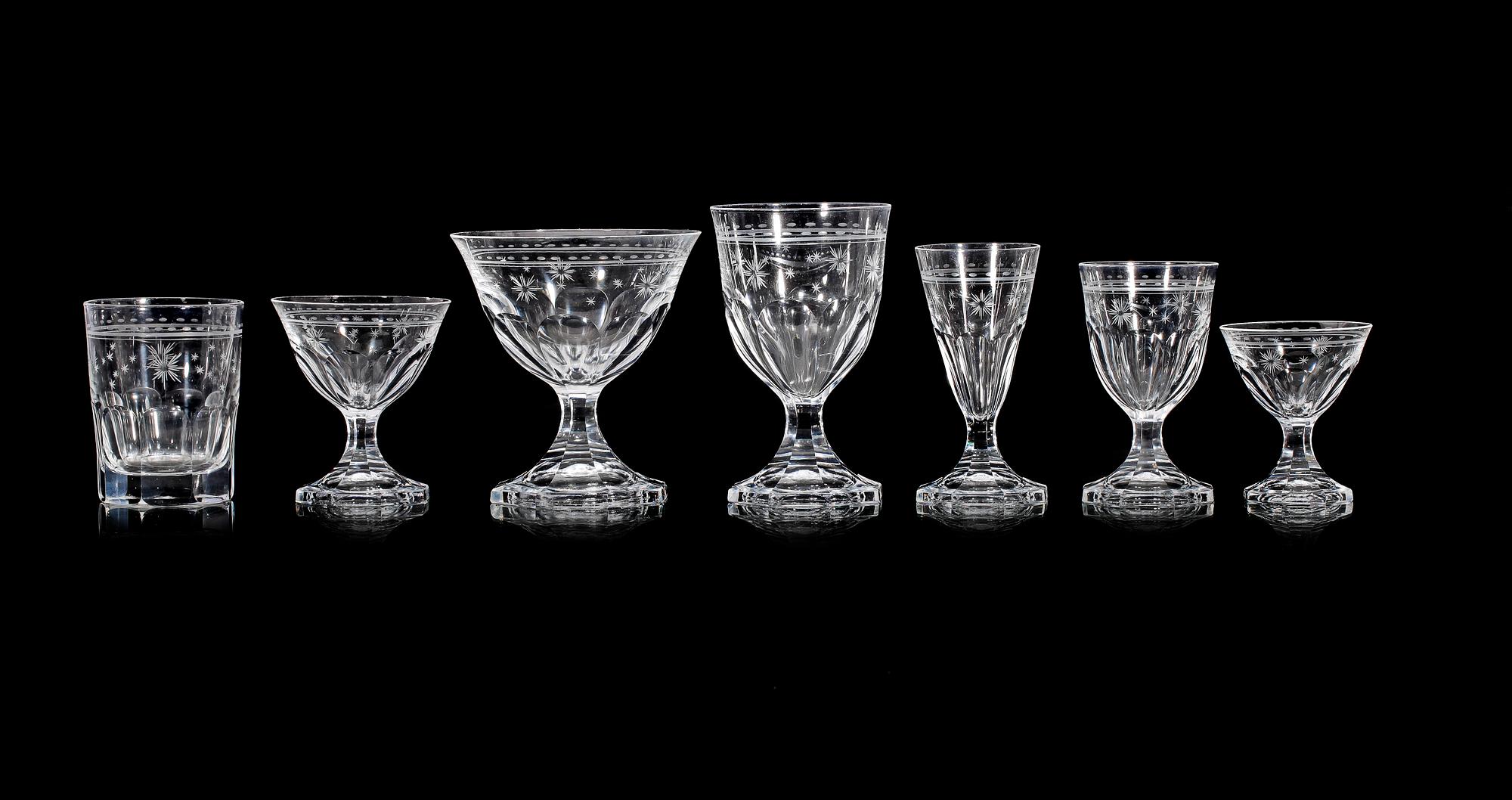 GLASSERVIS, 103 delar, helkristall, empirestil, Skruf, 1920-30-tal.