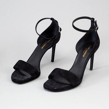 YVES SAINT LAURENT, a pair of suede heels, size 39 1/2.