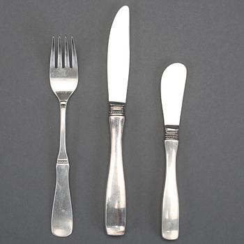 BESTICKSERVISDELAR, 14 st, "Uppsala", MGAB samt MEMA, Lidköping, 1950-/60-tal. Total vikt med stålblad ca 828 gram.