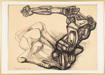 ERNST NEIZVESTNY, charcoal drawing, signed and dated -65.