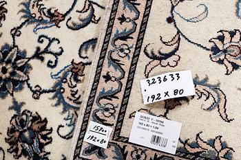 A runner carpet, Nain, part silk, ca 192 x 80 cm.