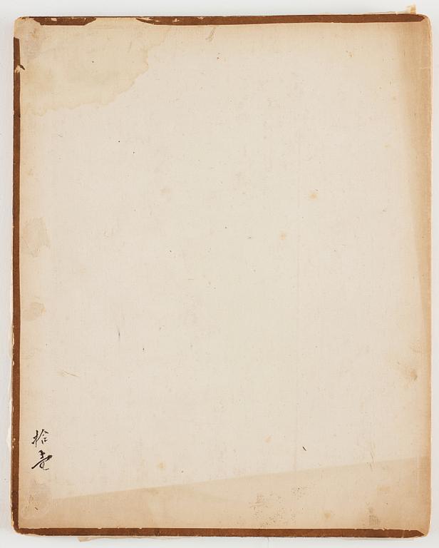 Okänd konstnär, akvarell och tusch på siden, tre stycken i bok. Qingdynastin, 1800-tal.