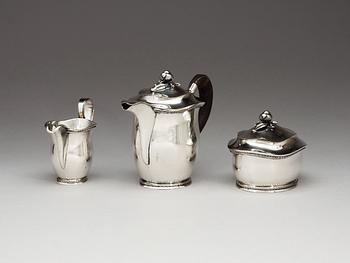 An Eric Råström three pcs of sterling tea service, by CG Råström, 1955.