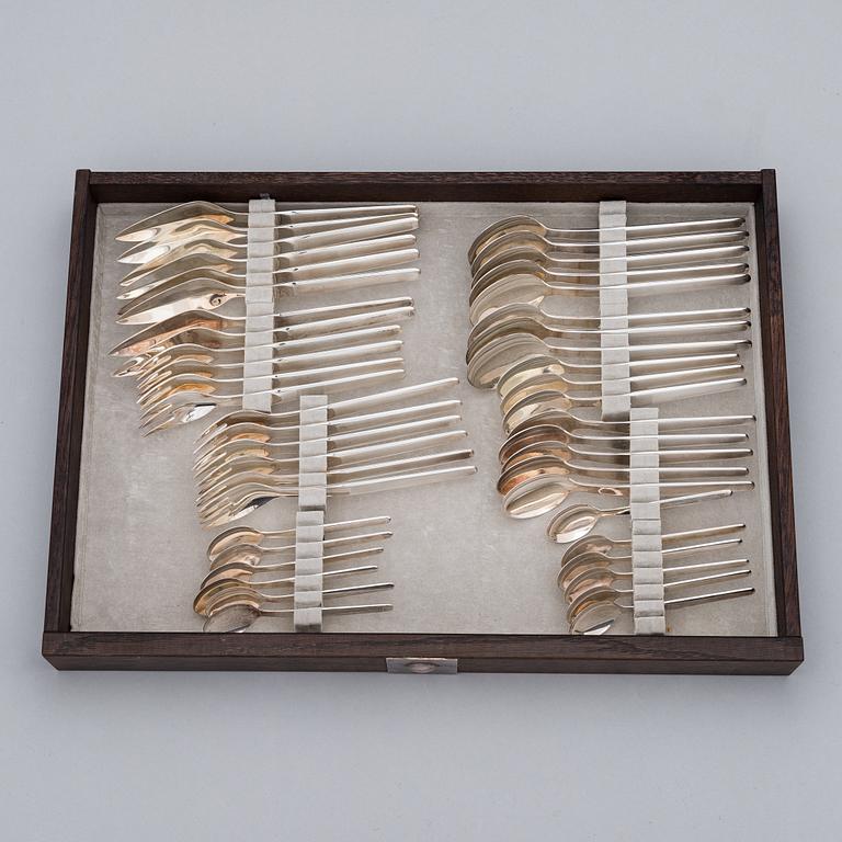 Tapio Wirkkala, a 94-piece set of 'Marski' sterling silver cutlery, Kultakeskus, Hämeenlinna 1988. Original cutlery box.