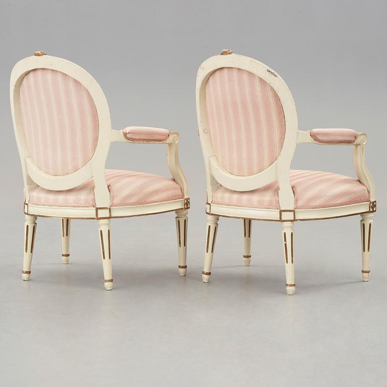 A pair of Gustavian armchairs.