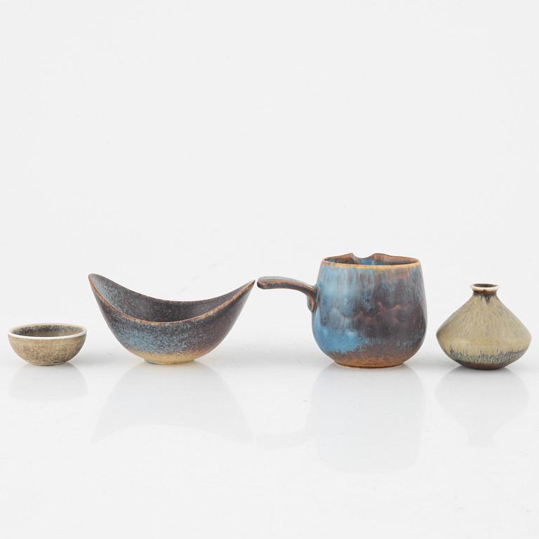 Carl-Harry Stålhane, two vases,two bowls and a pot, stoneware, Rörstrand, Sweden.