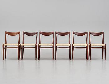 Adolf Relling Sigurd Resell, a set of six teak 'Bambi 61/2' chairs,  Gustav Bahus Eftf, Norway 1950s-60s.