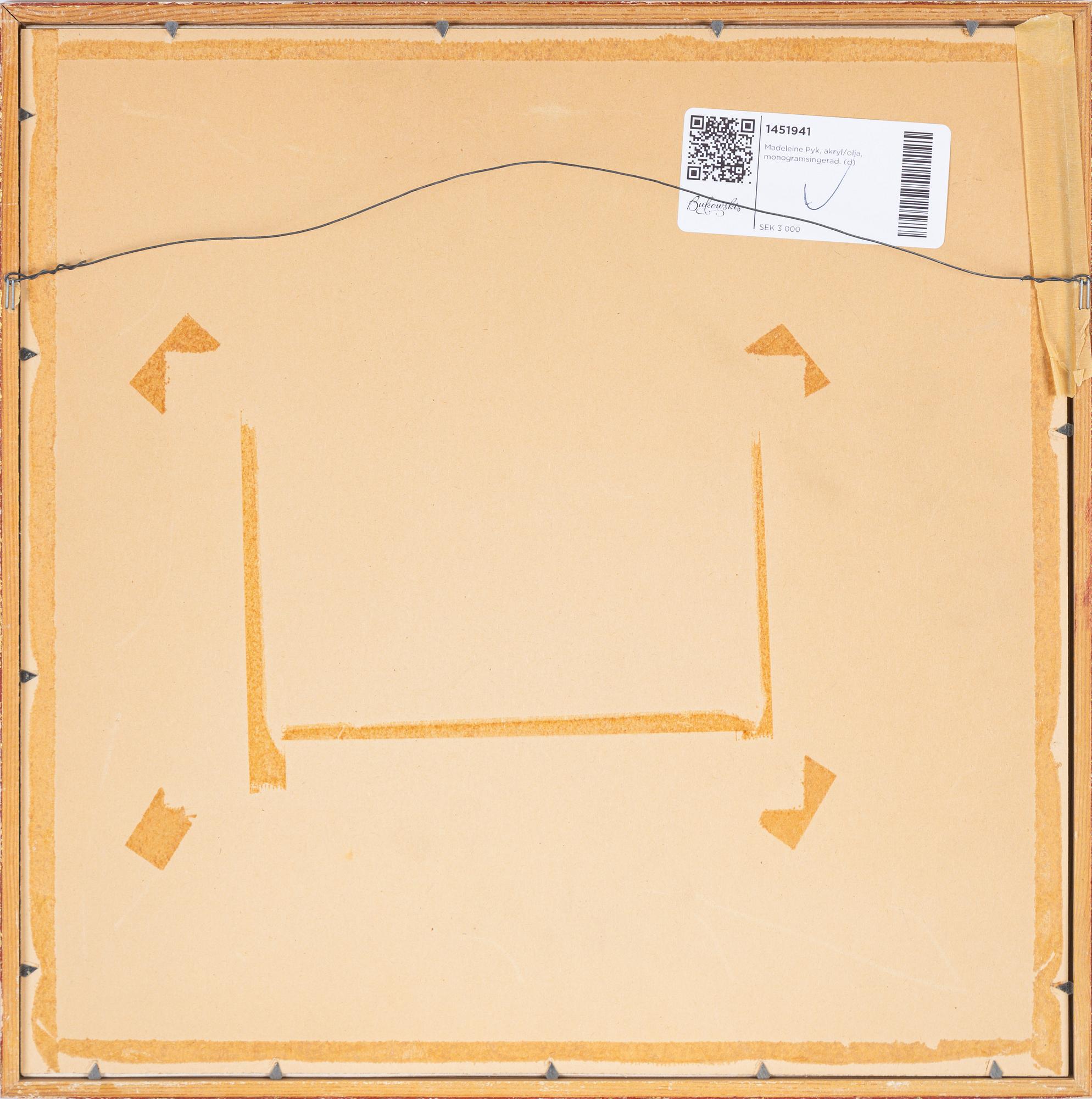 Madeleine Pyk, olja/blandteknik på papper, signerad.