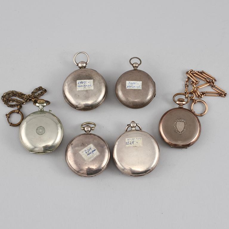 FICKUR, 6 st, delvis silver, 1800/1900-tal.