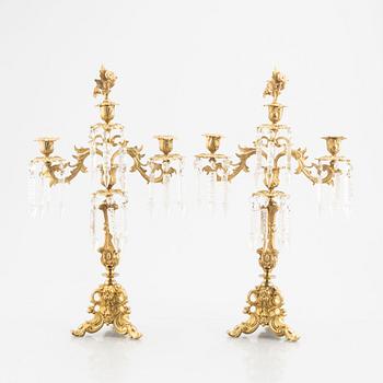 A pair of gilded candelabras, second half of the 19th century.