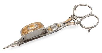 602. A pair of candle scissors, Russian, Tula, early 19th Century.