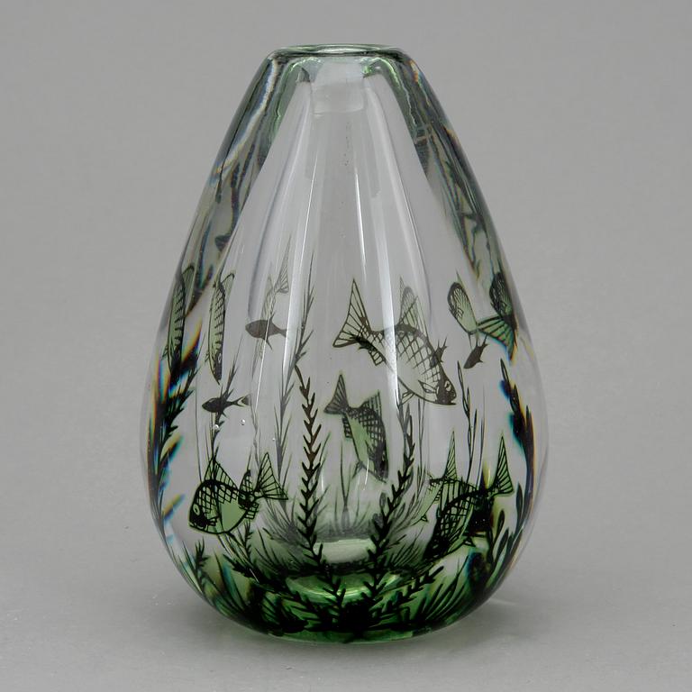 VAS, glas, "Fiskgraal", Edward Hald, Orrefors.