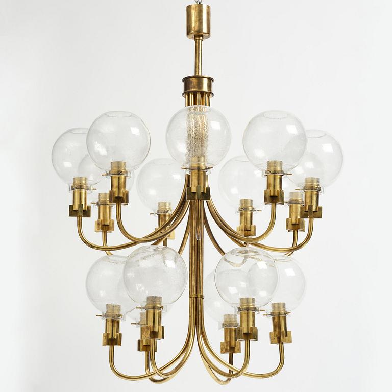 Hans-Agne Jakobsson, a rare chandelier model "T 812/15", Hans-Agne Jakobsson AB, Markaryd, 1970s.