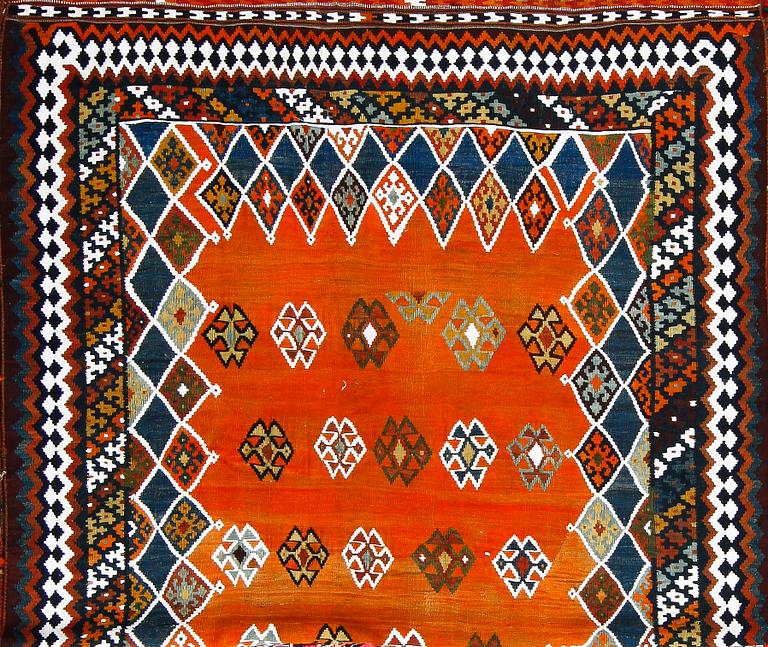 KELIM, old, Kasghai, ca 200x160 cm.