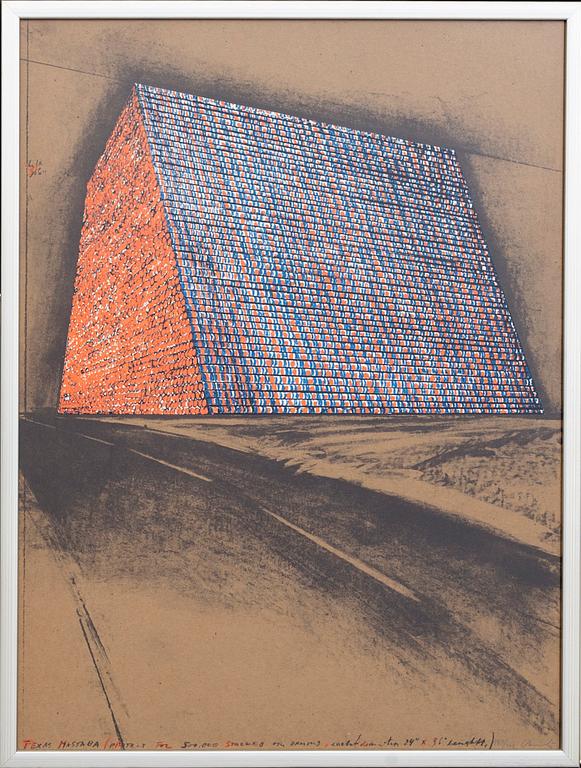 CHRISTO & JEANNE-CLAUDE, färglitografi med collage av färgserigrafi, 1976, signerad och numrerad 137/200.