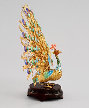 FIGURIN, förgyllt silver, troligen Kina, 1900-talets andra hälft.