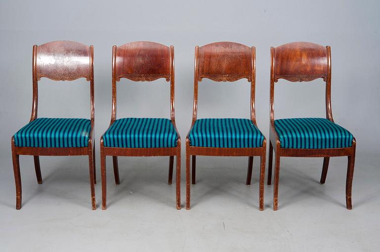 SOFFMÖBLEMANG, 6 delar, biedermeier/biedermeierstil, mahognyfanerad, Ryssland 1800-tal samt 1900-talets början.