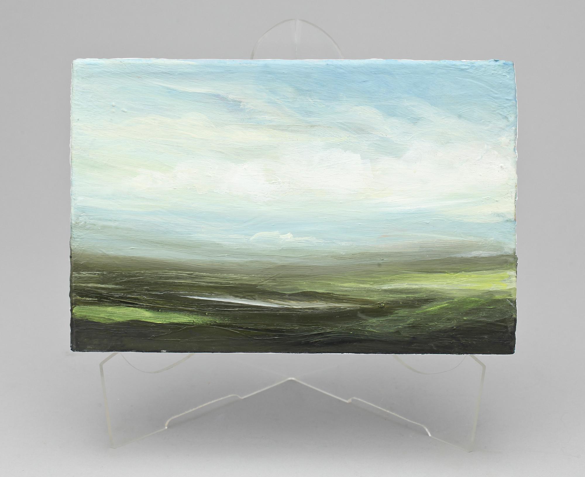 CECILIA HAUPT, olja på träkloss, signerad.