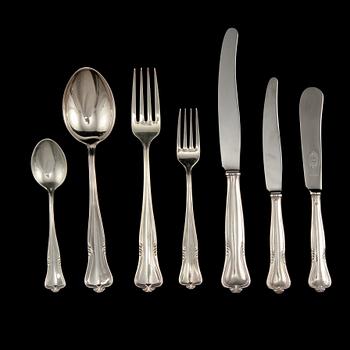 BESTICKSERVIS, 80 delar, silver, Hallbergs, Stockholm, 1900-talets andra hälft, vikt 3600 g.