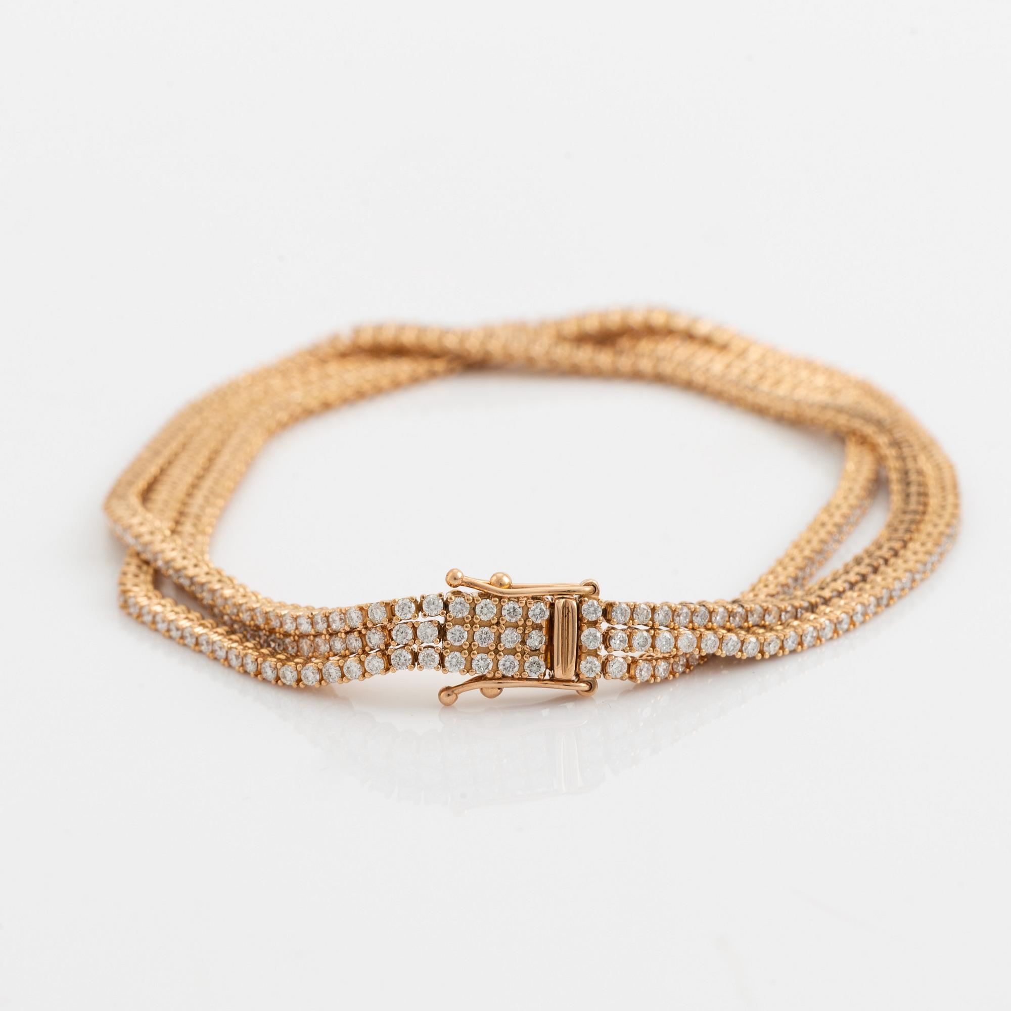 Brilliant cut diamond bracelet.