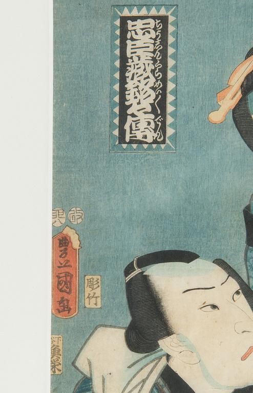 Utagawa Kunisada (Toyokuni III), Japanilaiset puupiirrokset, 3 kpl.