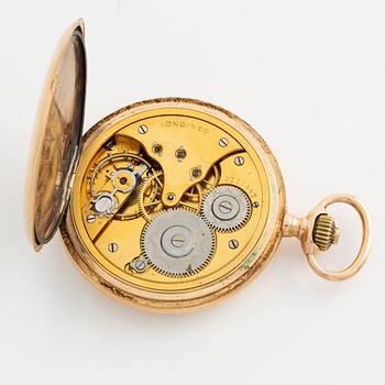 Longines, pocket watch, 14K gold, hunter, 51 mm.