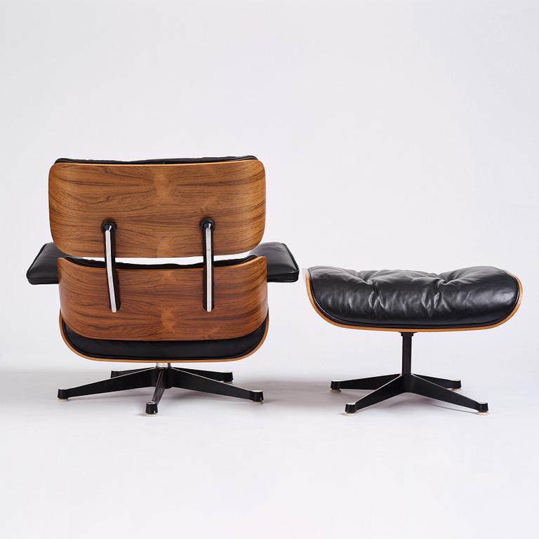 Charles & Ray Eames, a 'Lounge chair' and ottoman, Vitra, 1960-1970s.