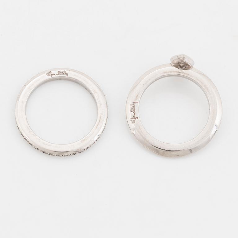 Efva Attling, ringar, 2st, 18K vitguld med diamanter.