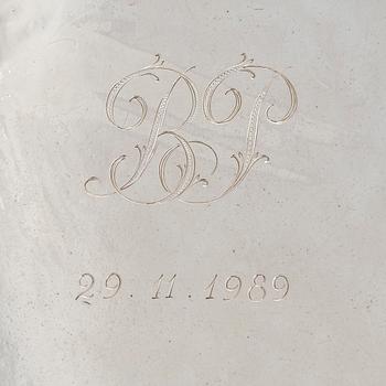 A sterling silver salver, maker's mark of Robert Calderwood (active 1727 - 1765), Dublin, year marked 1806?.