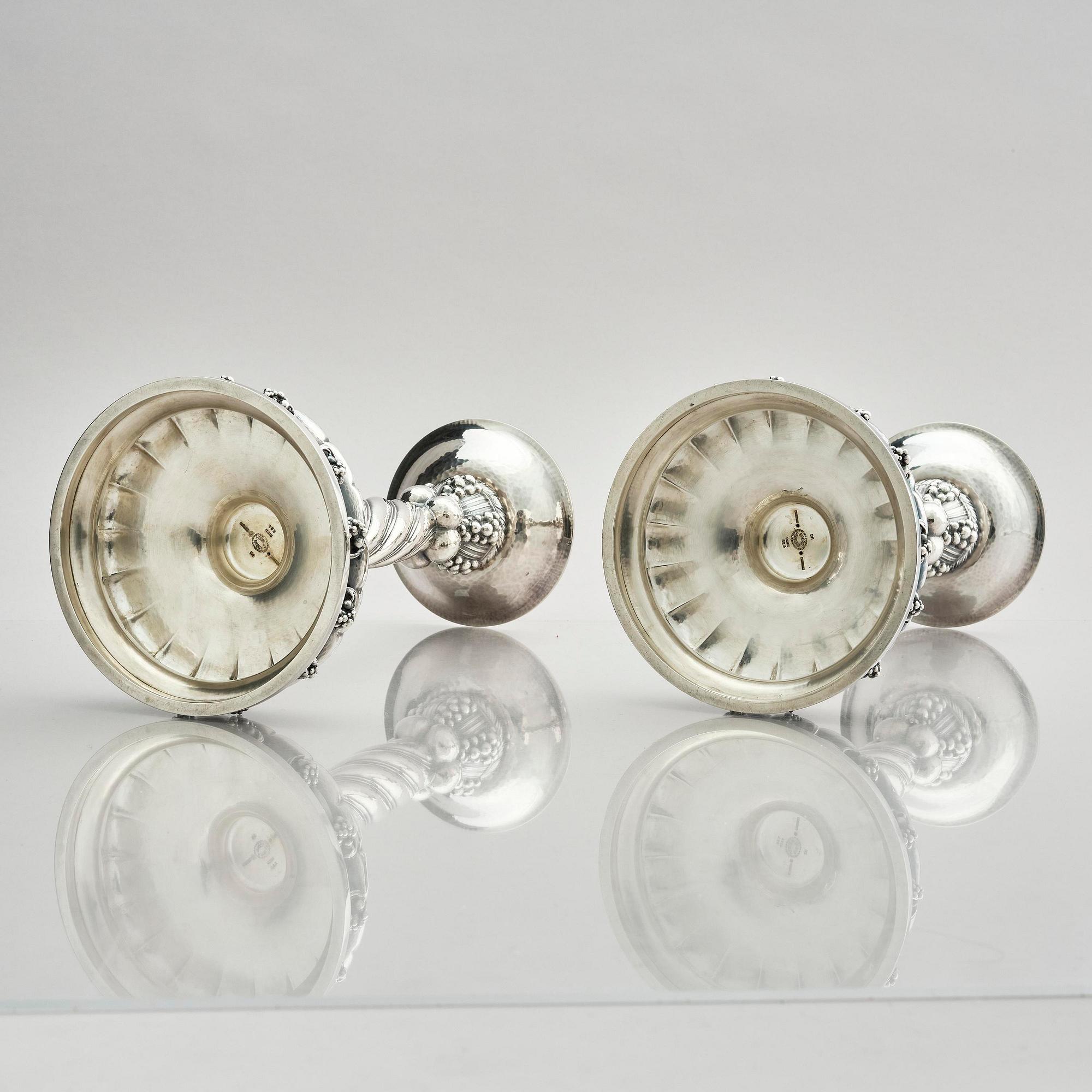 Georg Jensen, a pair of Danish sterling silver candlesticks, modell no 264, Copenhagen after 1945.