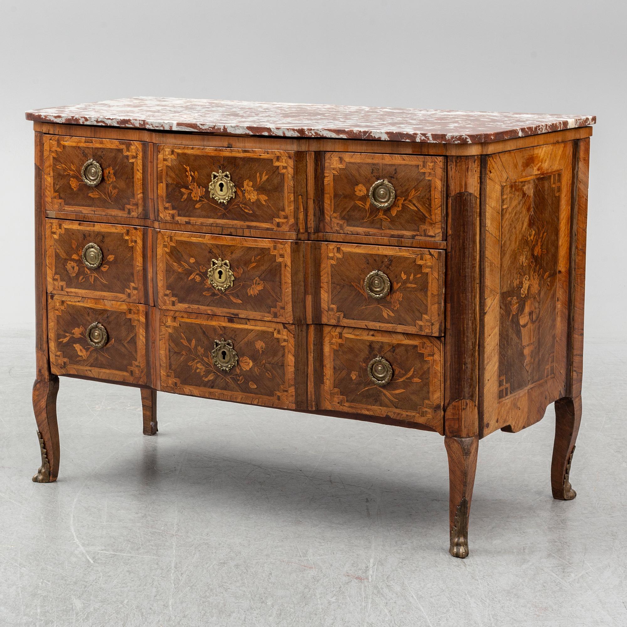 A French chest of drawers, mid 18th Century.