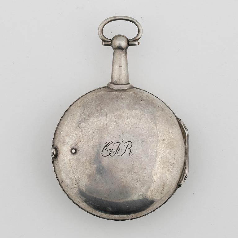 HERRFICKUR, silver, bär märkning A "Hessén", Stockholm, boetten stämplad 1767. Vikt ca 174 gram.