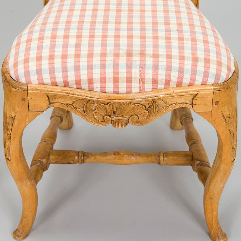 Stolar, snarlika, 8 st, rokoko, 1700-talets mitt.