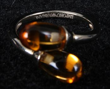 ÖRHÄNGE, RING och HÄNGSMYCKE, 18 k guld, Emporio Armani.