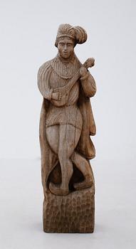 SKULPTUR, skuret trä, otydligt signerad, 1900-talets första hälft.