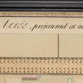 Carl Wilhelm Carlberg, ”Dessein til en tredubbel allée, projecterad at anläggas på Heden utom Drottnings-Porten i Götheborg”.