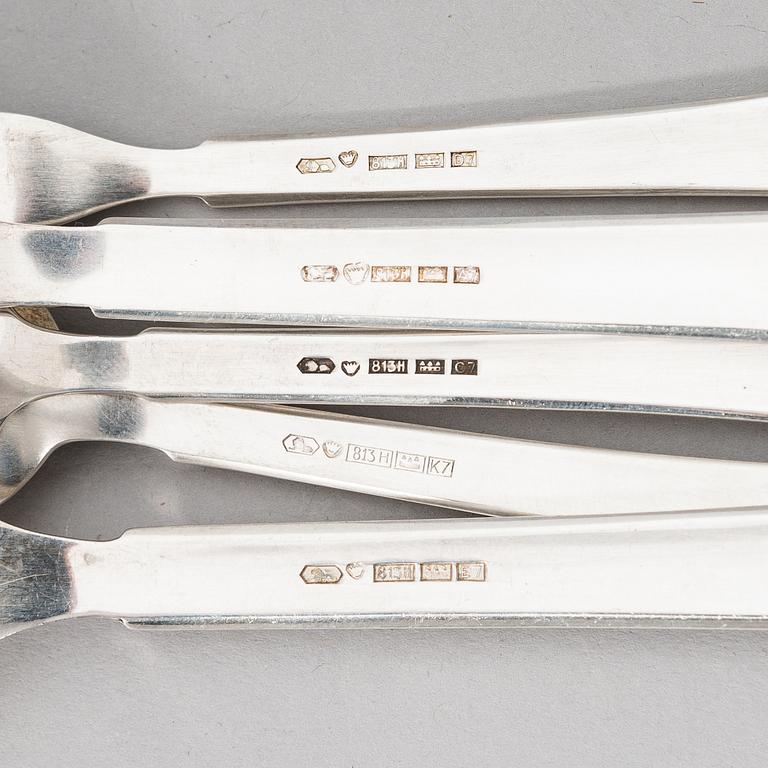 A 39-piece set of 'Jousi' (Bow) silver cutlery, Kultakeskus, Hämeeninna 1953-1966.