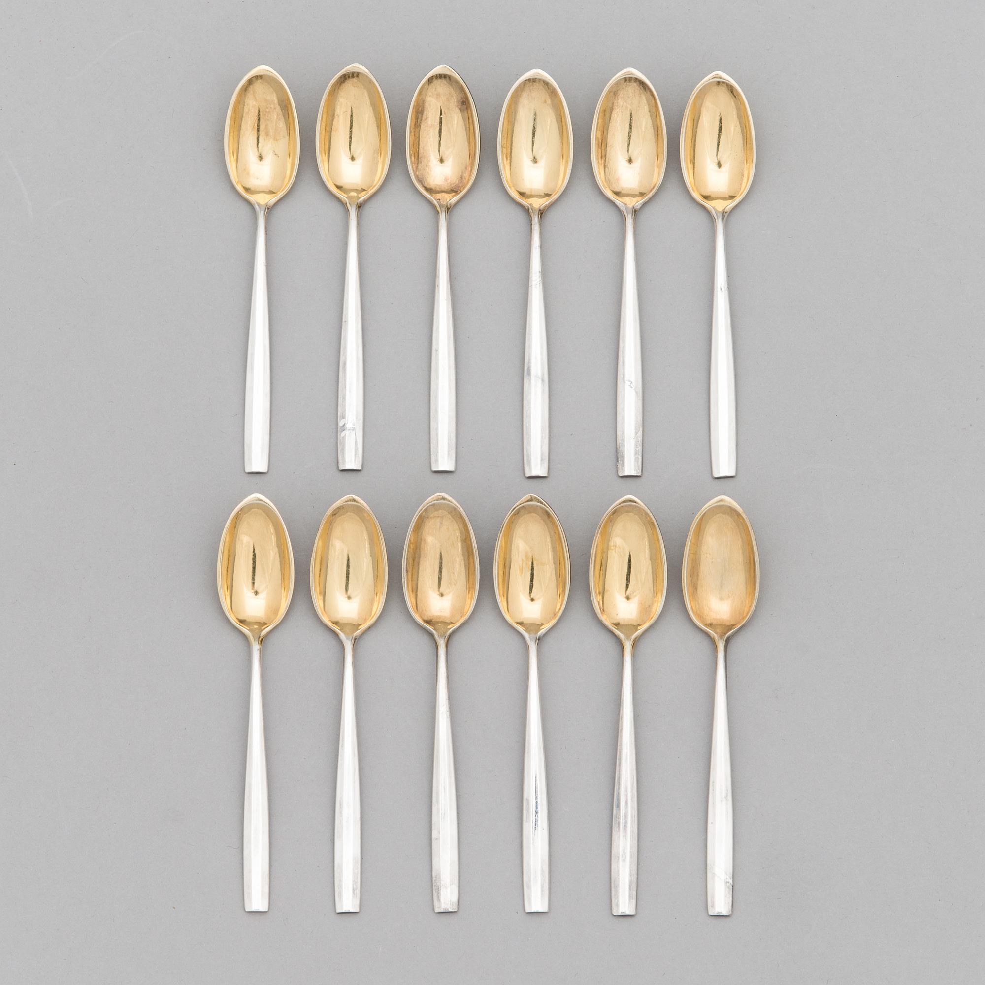 Bertel Gardberg, skedar, 12 st, nysilver, Carelia", Hackman.