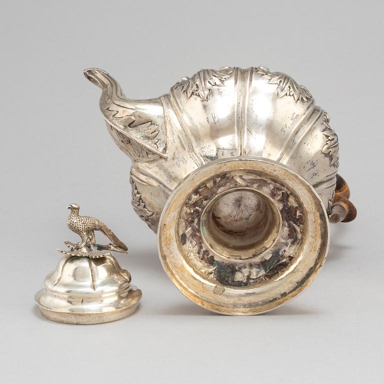 A Swedish 19th century silver coffee-pot, mark of Abraham Edborg, Jonkoping 1845.