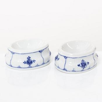 A Royal Copenhagen Denmark 'Blue Fluted' pair of salts, 19th century.