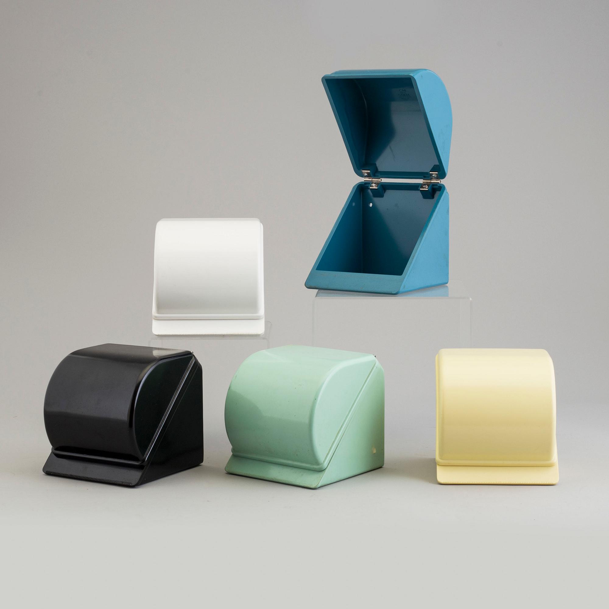 A set of six plastic paperholders from Prodotti CM Torino mod Candia, Italy, 1960's.