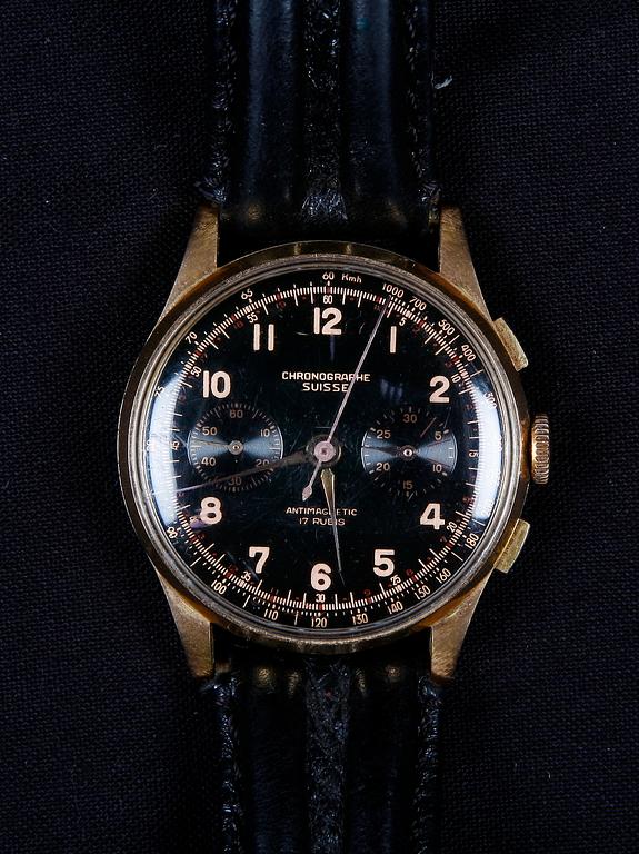 ARMBANDSUR, guld 18k Chronographe Suisse.