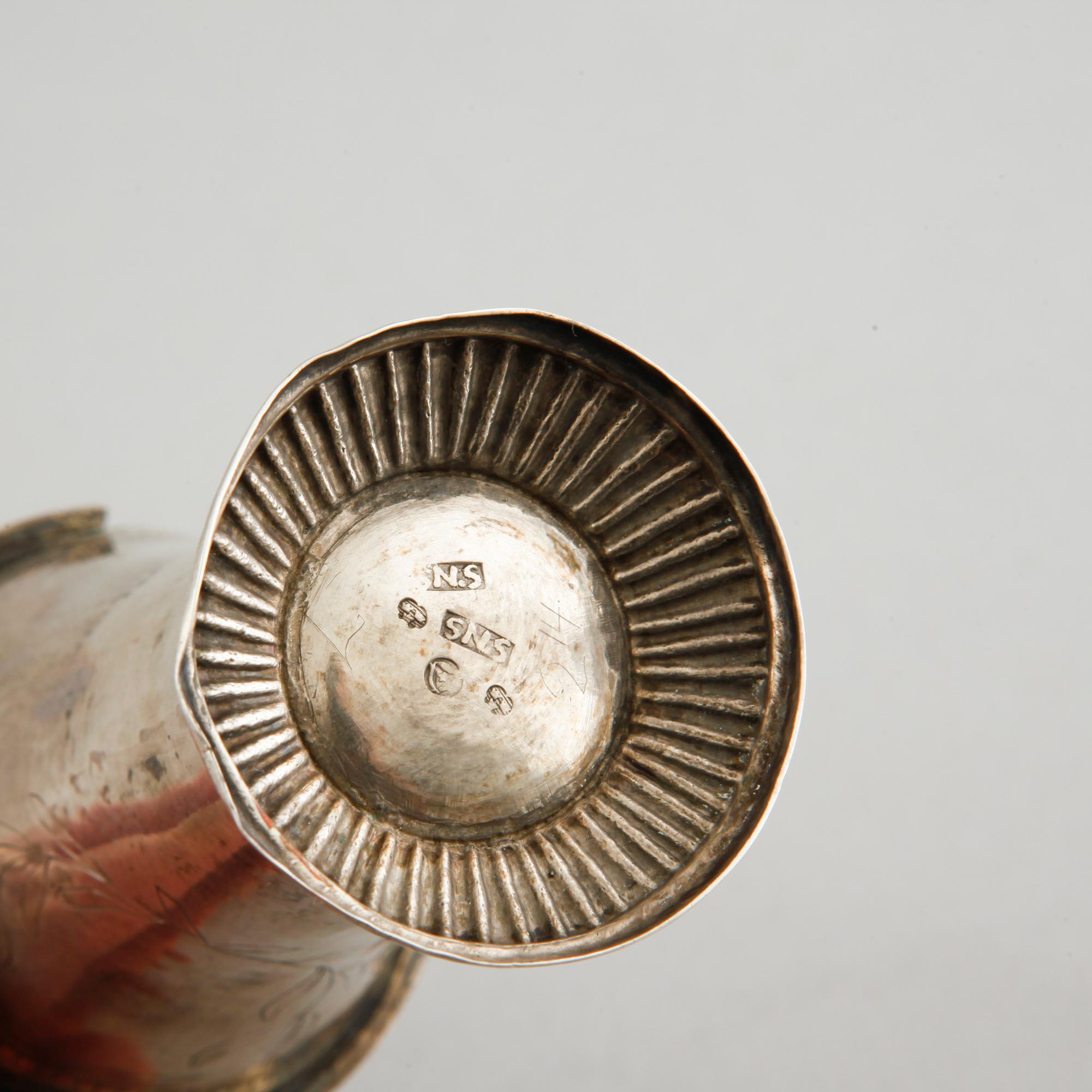 A silver box, a beaker and a basket, partly Sweden, 19th century.