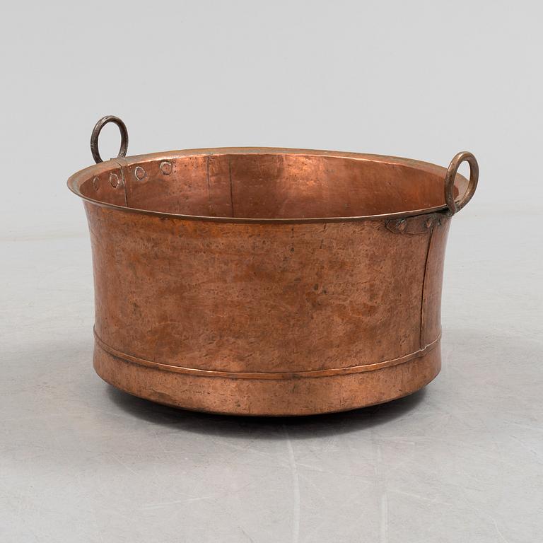 S Swedish 19th century copper pot firewood tub.